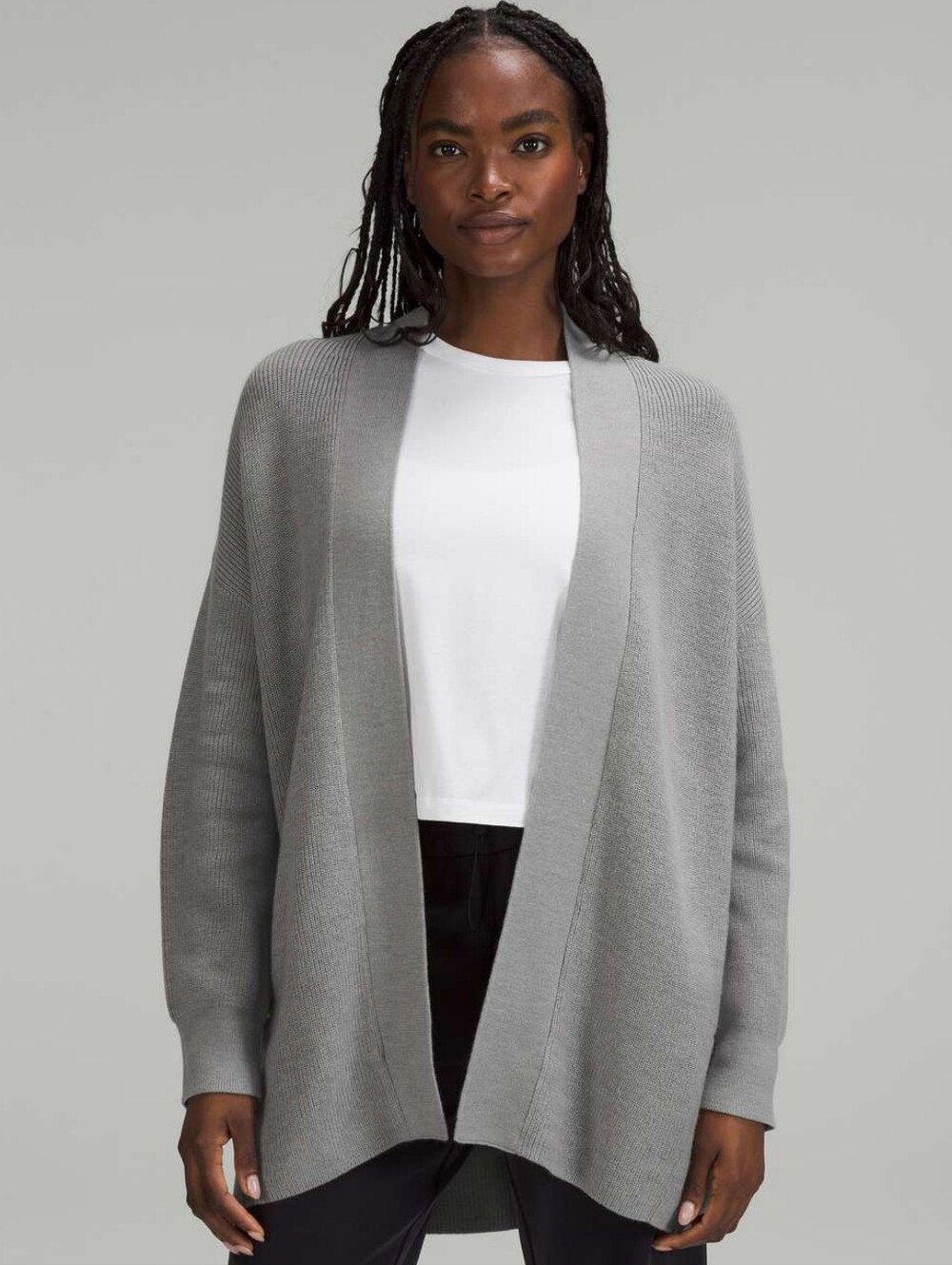 Lululemon Merino Wool-Blend Ribbed Long Wrap Cardigan  Sweater Size 8